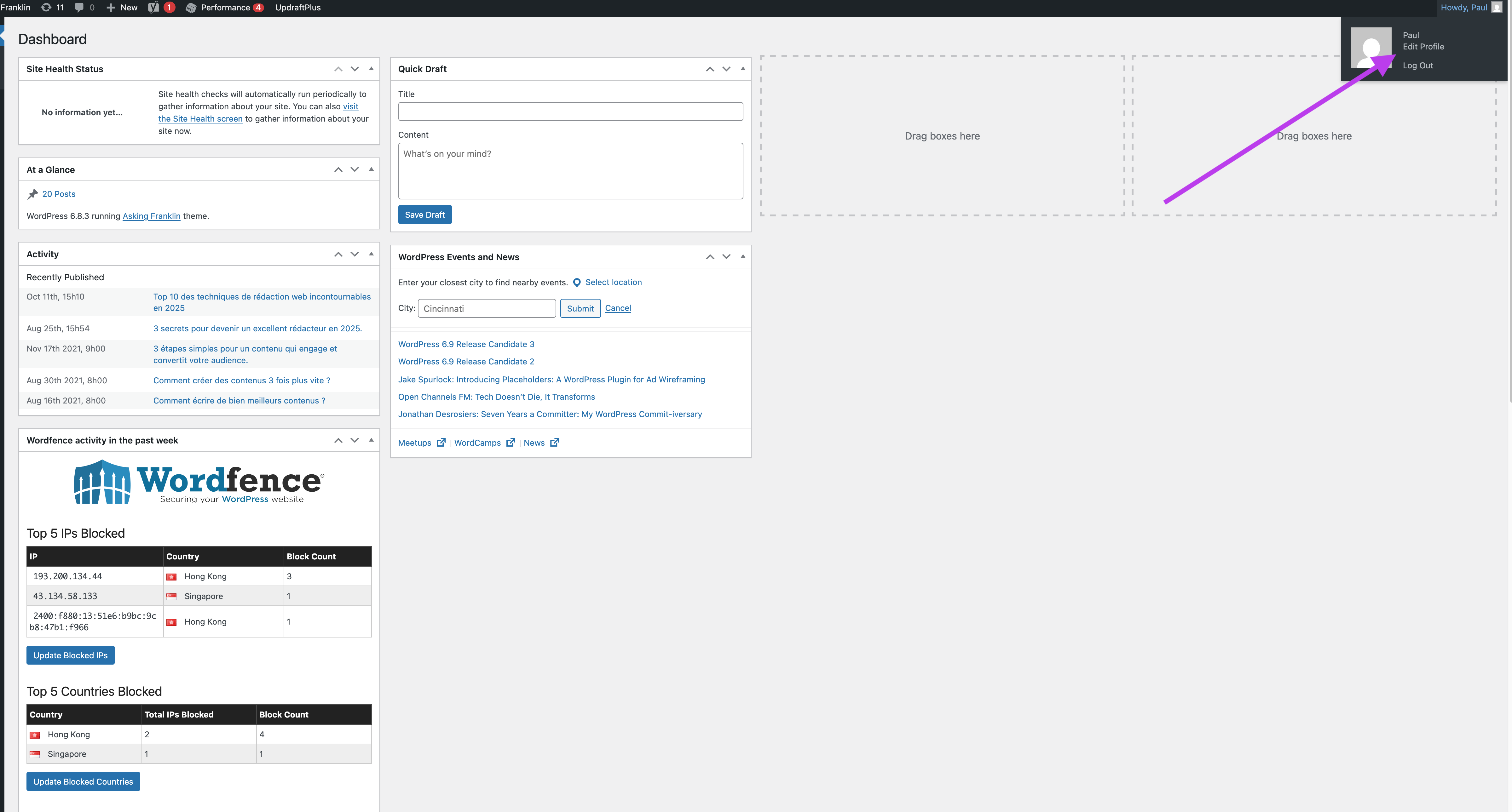 Step 1: Navigate to WordPress user settings