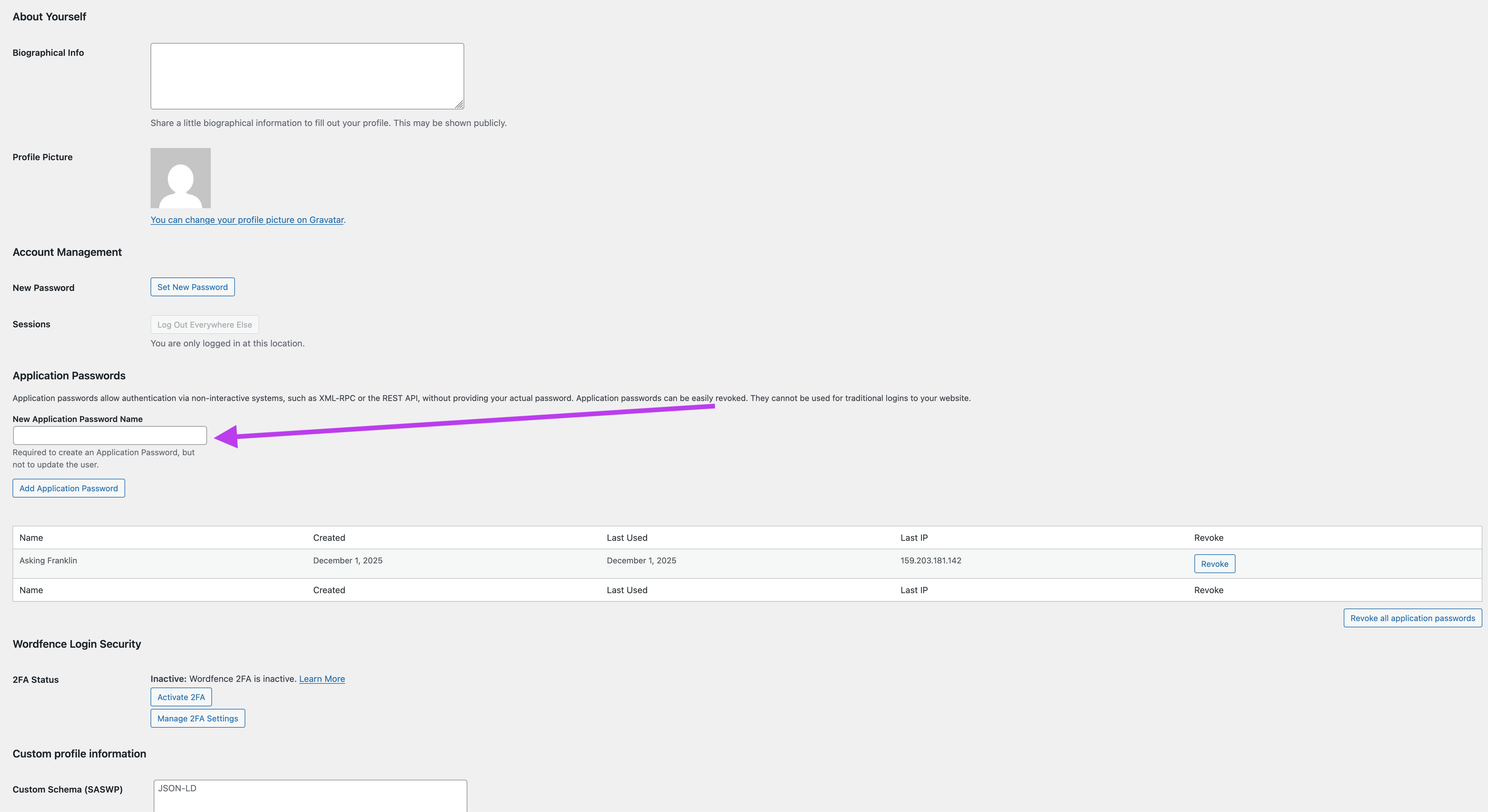 Step 2: Create a new application password