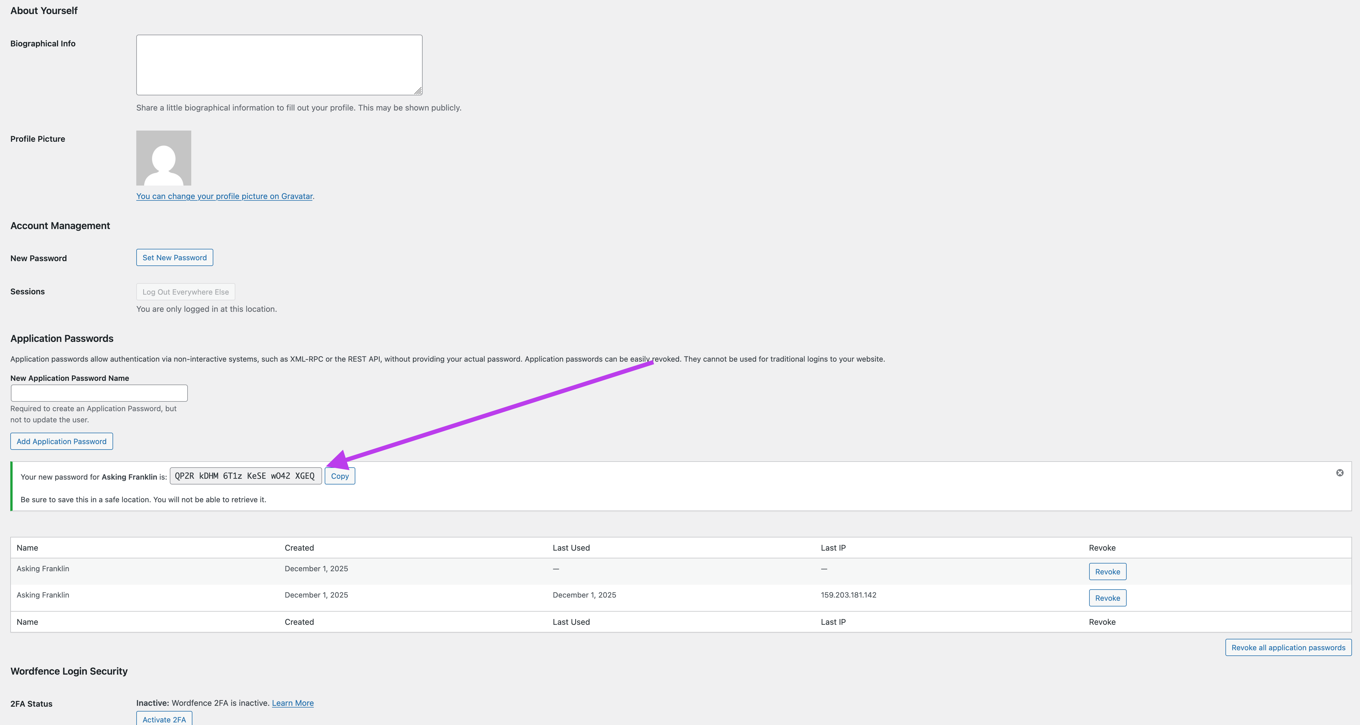 Step 3: Copy your application password